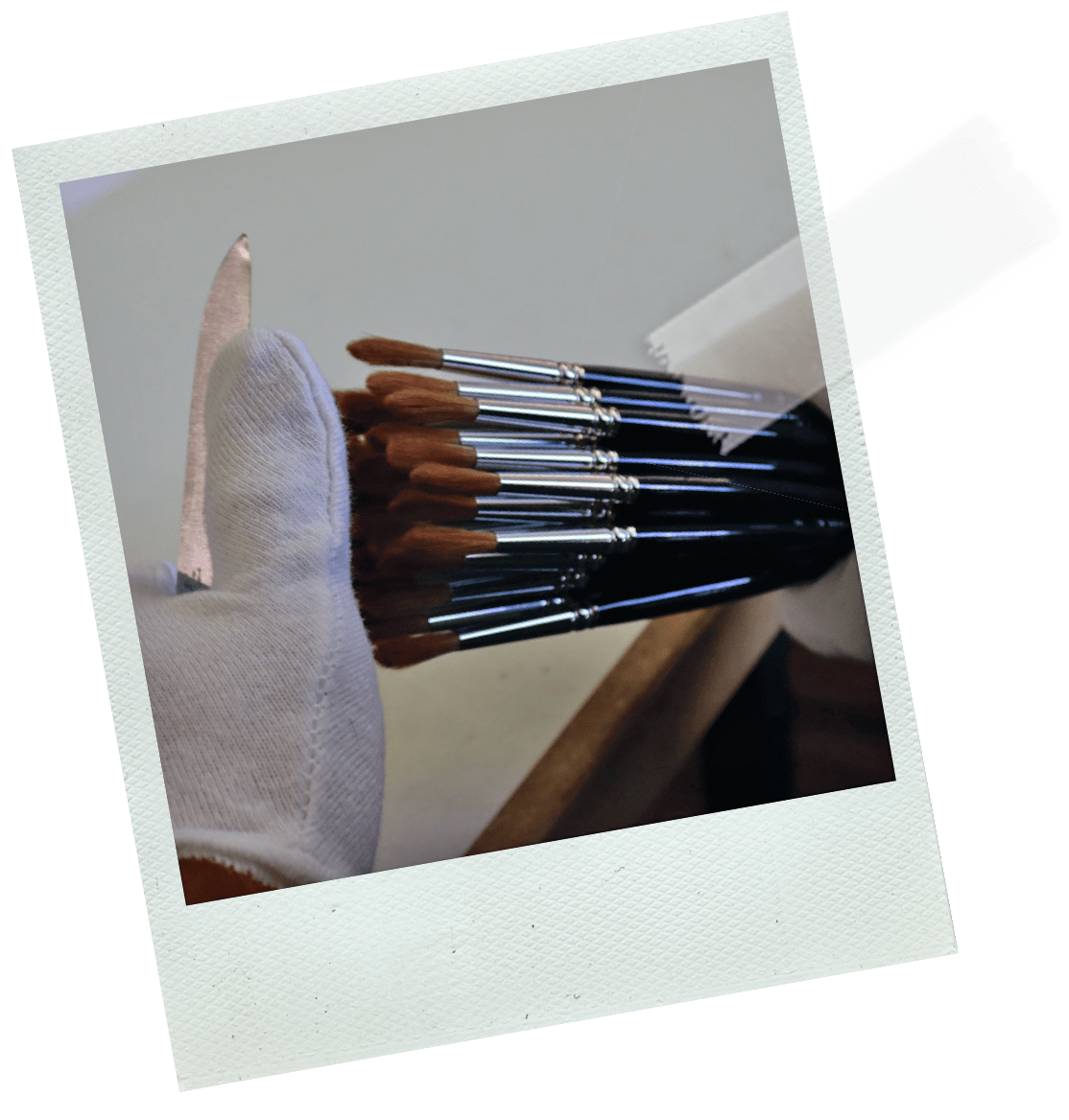 Polaroidbild Pinselherstellung